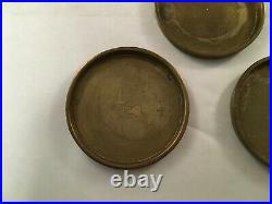 Antique Vintage Japanese Set Of 5 Brass Or Bronze Tea Coasters Asian