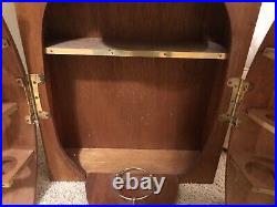 Antique Vintage Wood + Brass Barrel Bar Mini-Bar Wall Cabinet Made In Japan NEAT