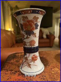 Antique vintage 1930's Japanese ARITA Shuho Blue Leaf Porcelain Vase 8