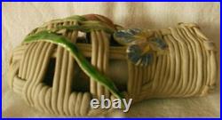 Banko WOVEN CLAY ENAMEL FLOWERS Ceramic Wall Pocket ANTIQUE RARE gifted 1909