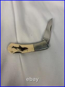 Beautiful knife vintage antique mammoth tusk knife Japan killer Whale