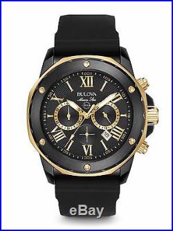 Bulova Men's Marine Star Chronograph Black Two Tone Rubber Strap Watch 98B278
