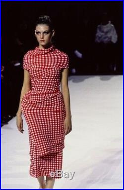 COMME DES GARCONS Vintage SS97 Lumps Bumps red white gingham irregular cut dress