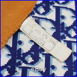 Christian Dior Trotter 100% Silk Scarf Navy Brown Vintage Japan Auth #N654 M