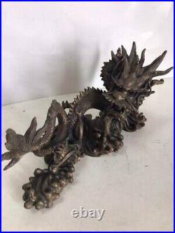 DRAGON Bronze Japan Buddhist Vintage Antique Statue Object Ornament 1120 cm F/S