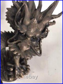 DRAGON Bronze Japan Buddhist Vintage Antique Statue Object Ornament 1120 cm F/S