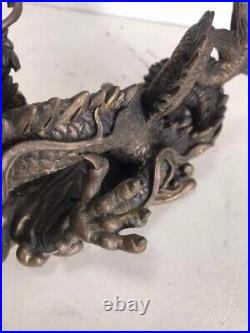 DRAGON Bronze Japan Buddhist Vintage Antique Statue Object Ornament 1120 cm F/S