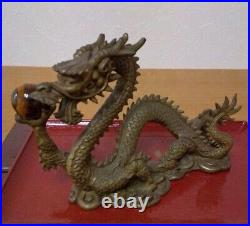 DRAGON Bronze Japan Old Buddhist Vintage Antique Statue Object Ornament F/S JP