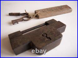 Edo period Storehouse key movable item 15cm 555g with lock key Antique Japan