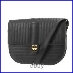 GIVENCHY Logos Shoulder Bag Black Japan Leather Authentic #AC508 O