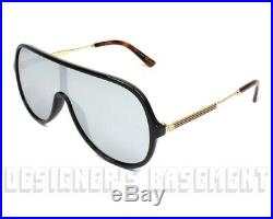 GUCCI black frame GG 0199/S Vintage WEB mirror SHIELD Sunglasses NIB Authen $405