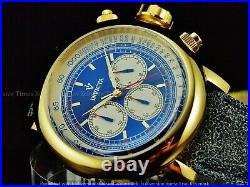 Invicta Men Bomber Limo Jeep 1837 Vintage Chrono 18KGIP SS Leather Strap Watch