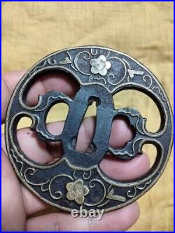 Iron Tsuba Japanese Momoyama -EDO Period Art Collection Vintage Antique JAPAN