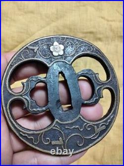 Iron Tsuba Japanese Momoyama -EDO Period Art Collection Vintage Antique JAPAN