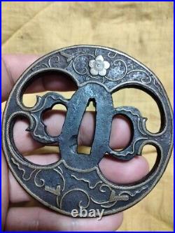 Iron Tsuba Japanese Momoyama -EDO Period Art Collection Vintage Antique JAPAN