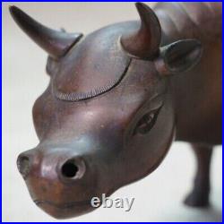 JAPAN Antique Vintage Cow Hermit Copper Incense Burner