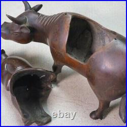 JAPAN Antique Vintage Cow Hermit Copper Incense Burner