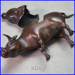 JAPAN Antique Vintage Cow Hermit Copper Incense Burner