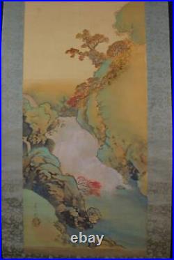 JAPANESE PAINTING HANGING SCROLL JAPAN River LANDSCAPE Valley OLD Vintage 808q