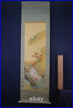 JAPANESE PAINTING HANGING SCROLL JAPAN River LANDSCAPE Valley OLD Vintage 808q