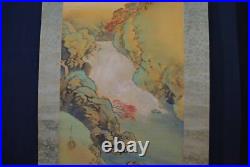 JAPANESE PAINTING HANGING SCROLL JAPAN River LANDSCAPE Valley OLD Vintage 808q