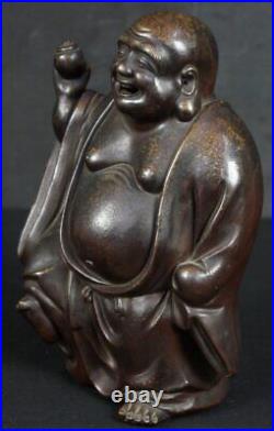 Japan Bizen ceramic Hotei deity sculpture 1900s kiln craft