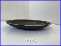 Japan Japanese Black Satsuma Plate Ceramic Vintage Antique Mid Century Modern