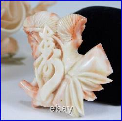 Japan Obidome Antique Vintage natural coral obi clasp Japanese accessories Used