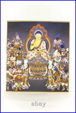 Japan Vintage Item Buddhist Painting Colored Paper Yakushi Nyorai Twelve Divin