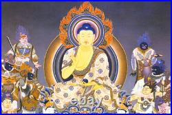 Japan Vintage Item Buddhist Painting Colored Paper Yakushi Nyorai Twelve Divin