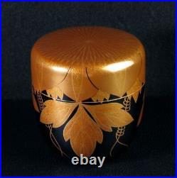 Japan antique vintage Wajima ware makie Natsume by Gyokuho tea caddy chado