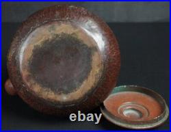 Japan bronze kettle Yakan hammered shaped 1900s tea art