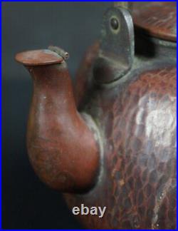 Japan bronze kettle Yakan hammered shaped 1900s tea art