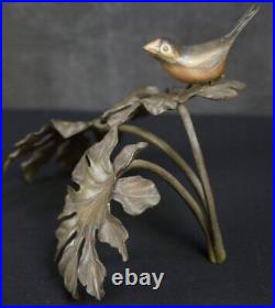 Japan bronze sculpture Suzume bird 1900s lost wax art craft