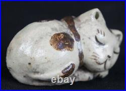 Japan ceramic Suiteki cat Zen writing water holder 1950s Shuji art