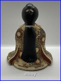 Japanese Antique Vintage Geisha & Fan Satsuma Gilded Figurine Figural 18x14.5cm