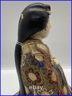 Japanese Antique Vintage Geisha & Fan Satsuma Gilded Figurine Figural 18x14.5cm