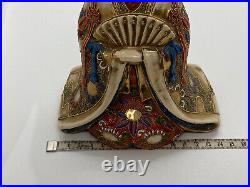 Japanese Antique Vintage Geisha & Fan Satsuma Gilded Figurine Figural 18x14.5cm