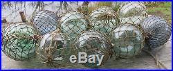Japanese Glass Fishing Floats 3-3.5 Lot-9 Antique Nets Maritime Relics Vntg