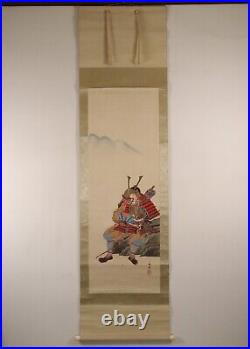 Japanese Hanging Scroll Hand Painted'A Samurai in Armor' KAKEJIKU By Unpo