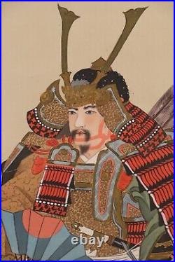 Japanese Hanging Scroll Hand Painted'A Samurai in Armor' KAKEJIKU By Unpo