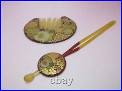 Japanese Kanzashi Dk 49 Celluloid Flower Pattern Hairpin Vintage Antique Japan