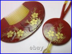 Japanese Kanzashi Dk 49 Celluloid Flower Pattern Hairpin Vintage Antique Japan