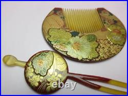 Japanese Kanzashi Dk 49 Celluloid Flower Pattern Hairpin Vintage Antique Japan