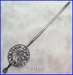 Japanese Kanzashi Kimono Hair Ornament Hairpin Silver Phoenix Vintage Antique