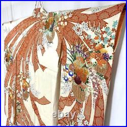 Japanese Kimono Furisode Pure Silk Vintage Antique Japan 75