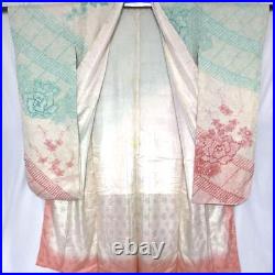 Japanese Kimono Furisode Pure Silk Vintage Antique Japan 80