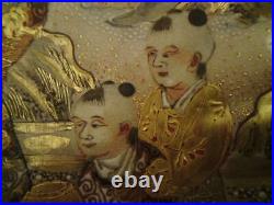 Japanese Meiji Satsuma Ware Chrysanthemum Charger Boys & Monk Jizo Bodhisattva