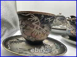 Japanese Moriage Dragonware Tea Set Hand Painted Set of 18 Antique Japan Vintage