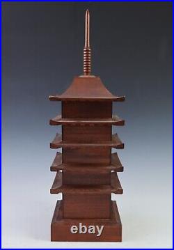 Japanese Old Vintage Wooden Five Storied Pagoda -accessory case- Simple Style